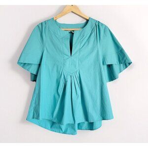 LaRoque Polly Turquoise Cotton Peplum Top Size Small Coastal Southern Preppy